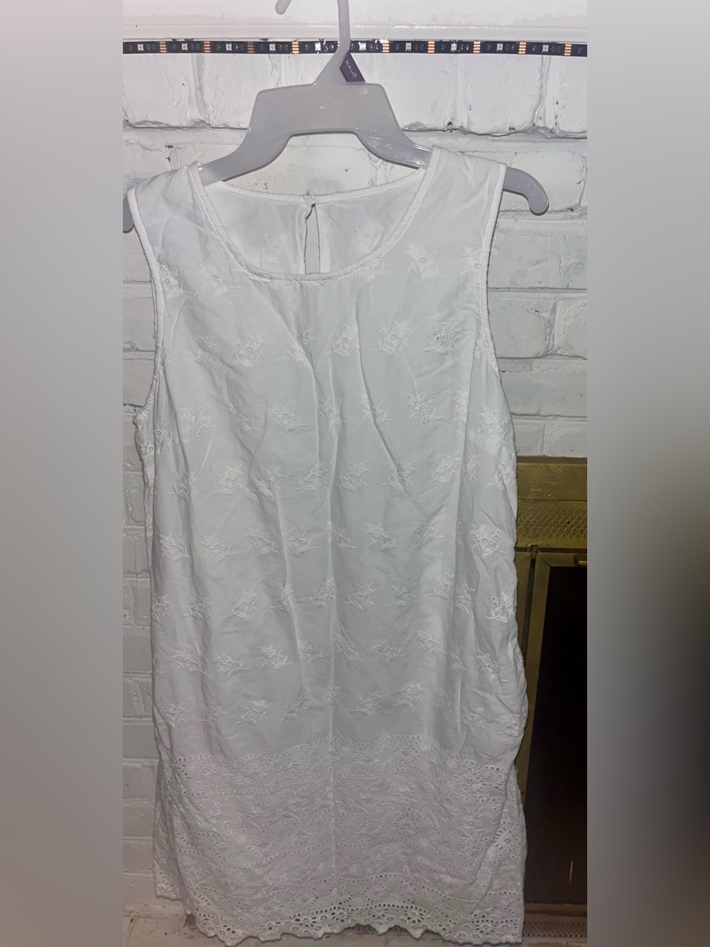 RD+Koko White Cotton Eyelet Embroidered Boho Sleeveless Dress - Size S